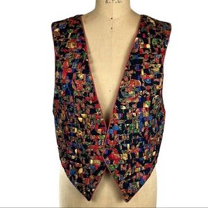Christmas Vest, custom made by a quilter, weave/braided, reversible, vintage